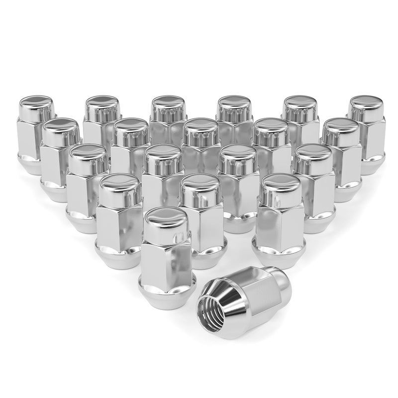 EZISOE 1/2 x 20 Lug Nuts 20pcs Chrome 1/2-20 Closed End Bulge Acorn Lug Nuts Cone Seat, 1.38 Inch Tall 3/4" Hex, for Bronco Cherokee Liberty Mustang Ranger Explorer YJ TJ Aftermarket Wheels - Image 1